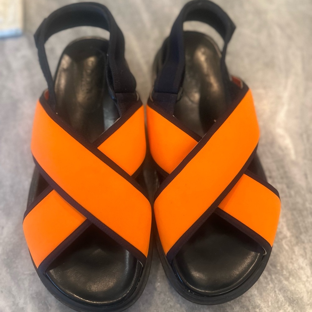 Vibrant Orange and Black Sandals